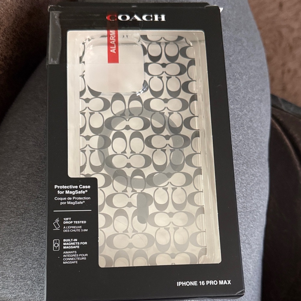 Coach Signature Pattern Case for iPhone 16 Pro Max - Black and White